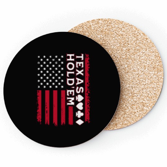Texas Hold'em American Flag Poker Apparel Coasters