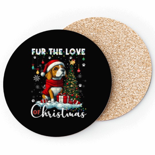 Beagle Christmas Tree Lights Decorations Dog Lover Coasters