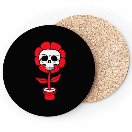 Evil Skull Flower Horror Halloween Skeleton Head Coasters