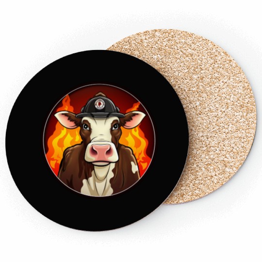 Firefighter cow Coasters