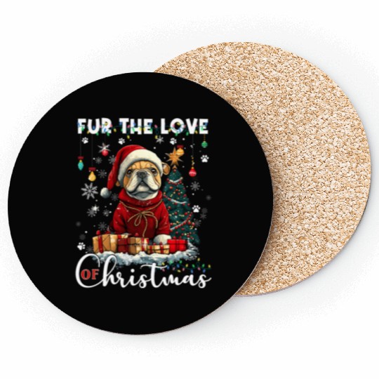 French Bulldog Christmas Tree Decoration Dog Lover Coasters