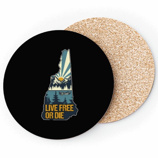 Live Free or Die Retro New Hampshire Nature Coasters