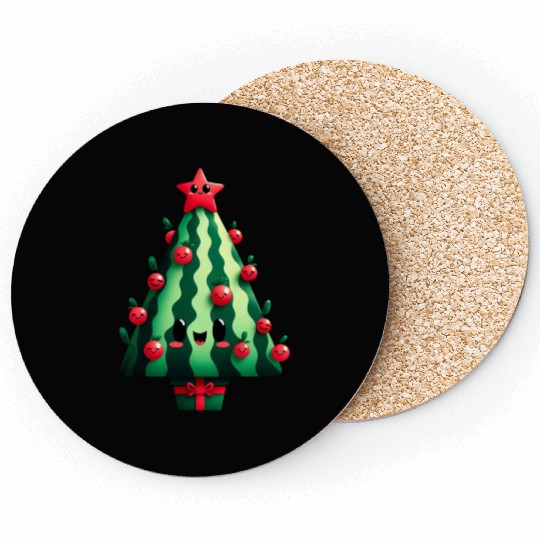 Christmas tree watermelon design Coasters