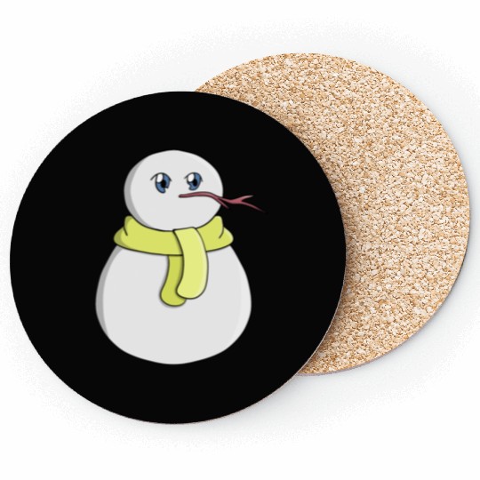 Snowman wearing a yellow scarf Coasters