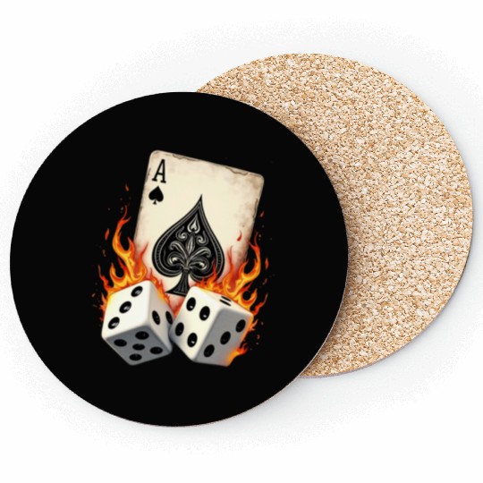 Ace of Spades Dice Flames Bold Casino Vibes Coasters