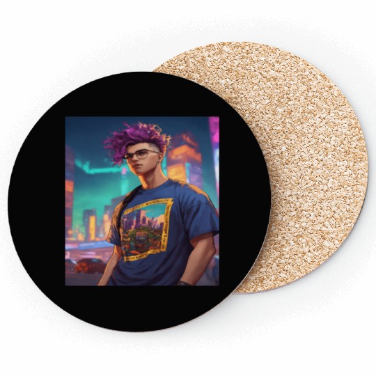 Edgy Cyberpunk Coasters with Neon Vibes"