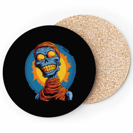 Blue and Funny Cartoon Skeleton Skull Mummy Coasters
