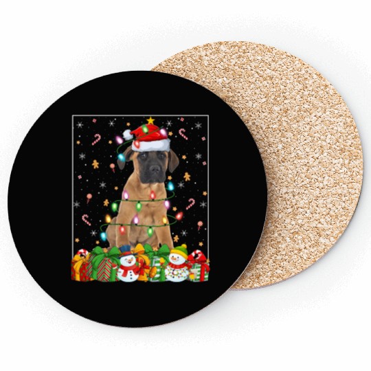 Mastiff Dog Christmas Lights Coasters