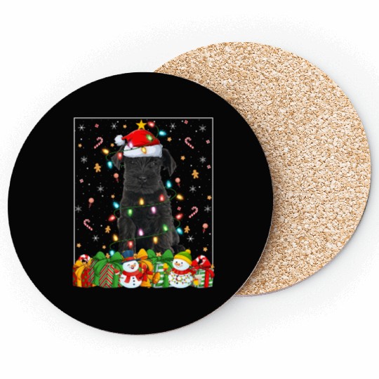 Miniature Schnauzer Dog Christmas Lights Coasters