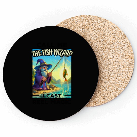 Fantasy Fishing Wizard - Reel Magic Coasters