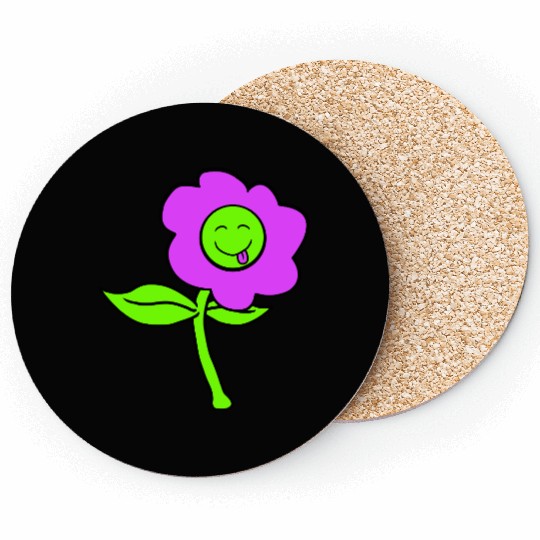 Purple Flower Spring Summer Nature Funny Face Fun Coasters