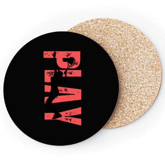 Play Tennis female coral Coasters