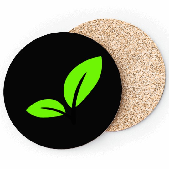 2 Green Beautiful Leaves Eco Spring Summer Nature Coasters