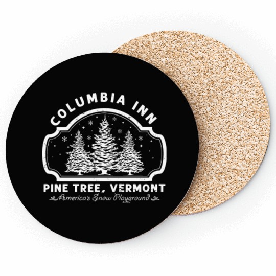Columbia Inn Pine Tree Vermont White Christmas Coasters