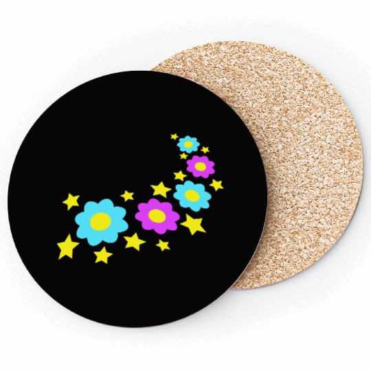 Many Pretty Daisy Flowers Decorative Stars Design Coasters