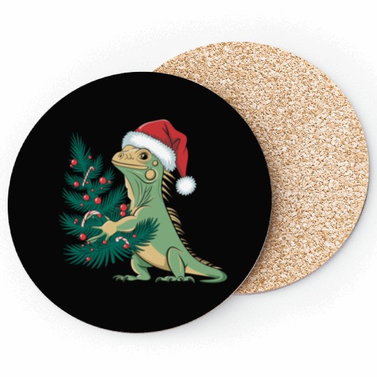 Christmas Tree Santa Iguana Coasters