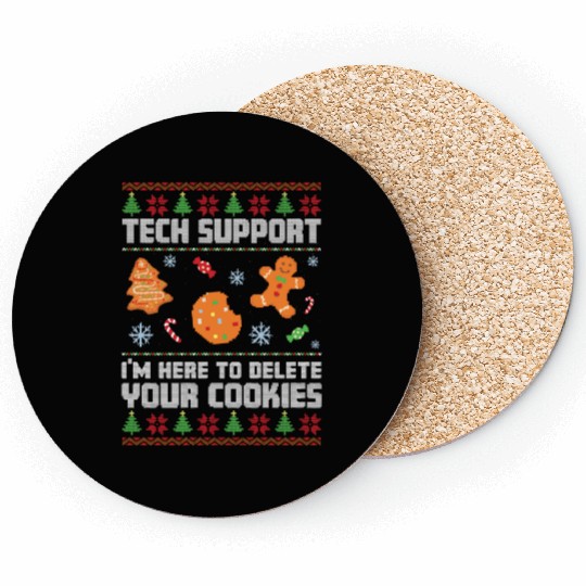 Funny Tech Support Christmas Gift - Xmas Cookies Coasters
