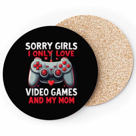Valentines Day Boys kids Mom Son Video Games Gamer Coasters