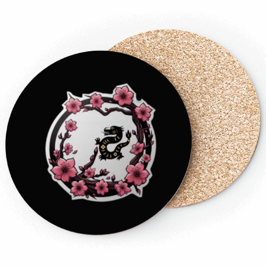 Dragon Inside Cherry Blossoms Coasters