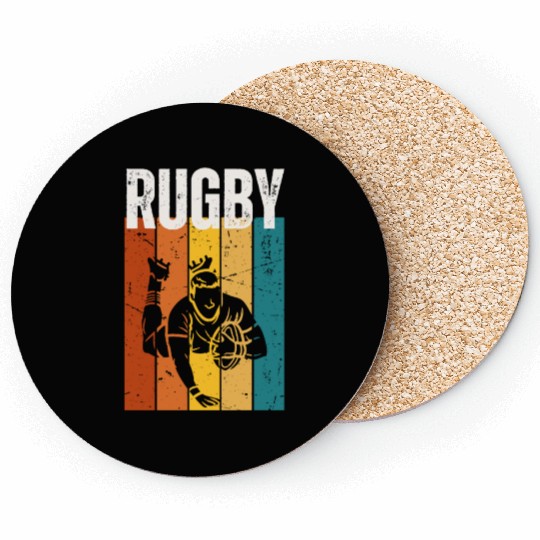 Rugby Player Vintage Retro 70s Design Rugby Coasters