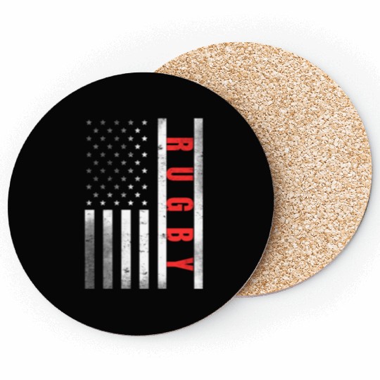 Rugby Player Vintage US Flag Proud Rugby Coasters