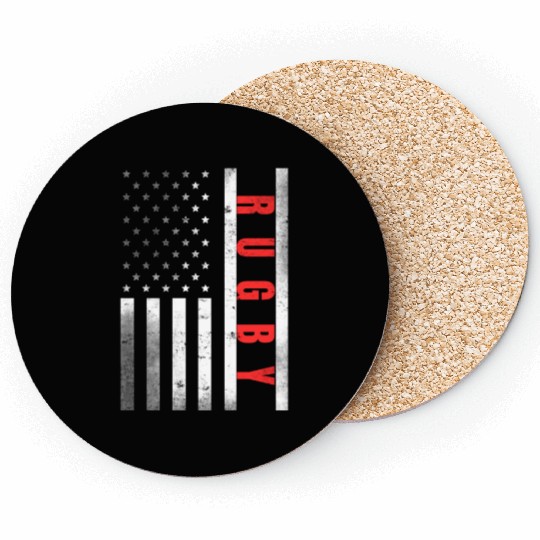 Rugby Player Vintage US Flag Proud Rugby Coasters