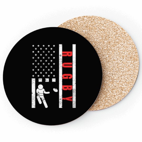 Rugby Player Vintage US Flag Proud Rugby Coasters