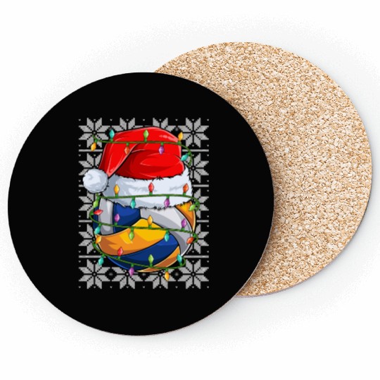 Volleyball Christmas Lights Coasters