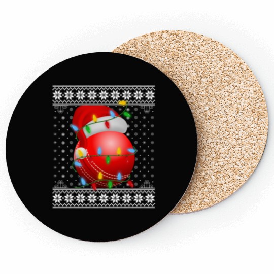 Cricket Ball Christmas Coasters
