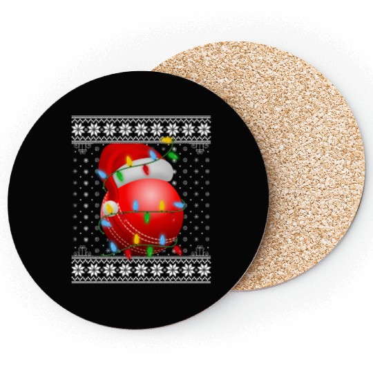 Cricket Ball Christmas Coasters