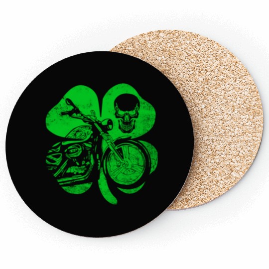 Motorcycle St Patricks Day Biker Skull Coasters