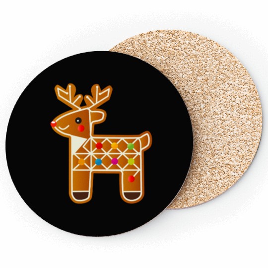 Reindeer in gingerbread design for Christmas Coasters