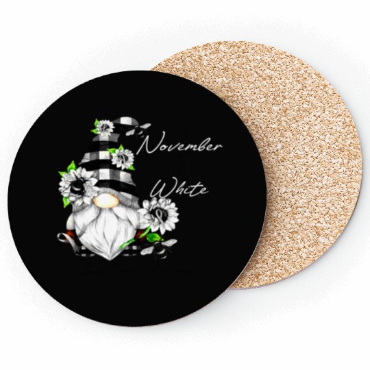 In November We Wear White for Lung Cancer Gnome Coasters