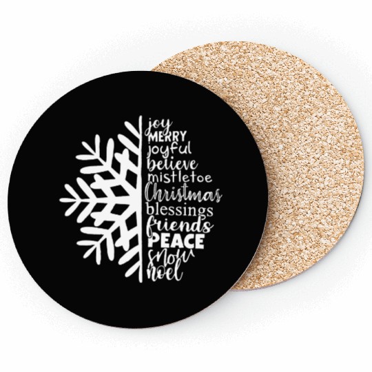 Christmas Snowflake with Joyful Words Coasters