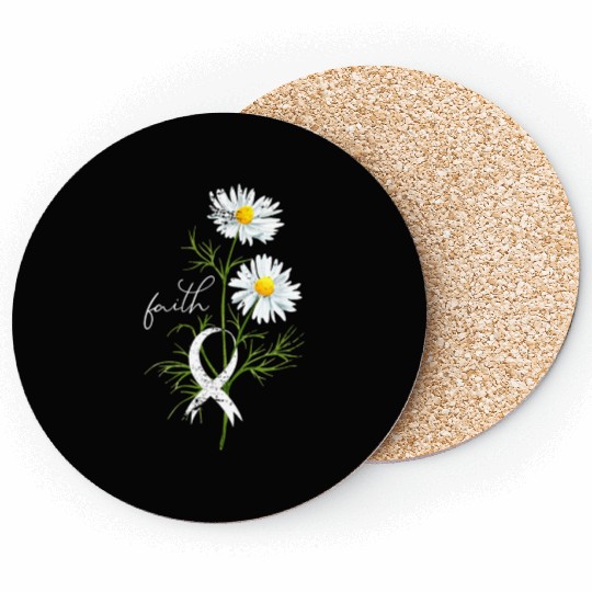 Lung Cancer Month Fight Support White Ribbon Coasters
