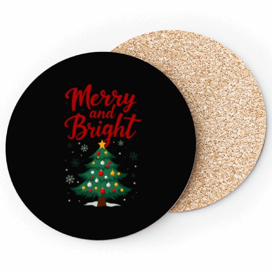 Merry And Bright - Merry Christmas Coasters