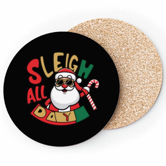 Sleigh All Day Christmas Design Coasters