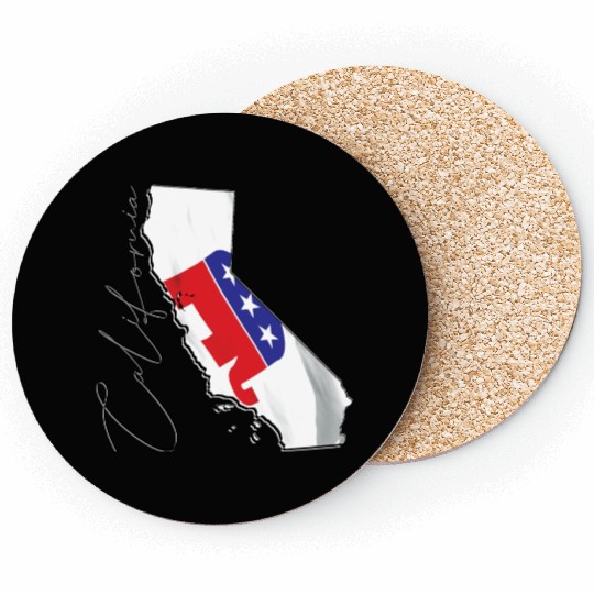 Republican Flag in California State Map CA Coasters