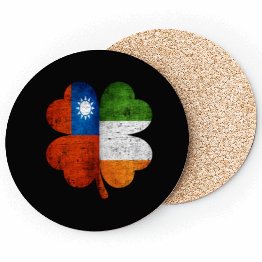 Taiwanese Irish Shamrock Taiwan Ireland Flag Coasters