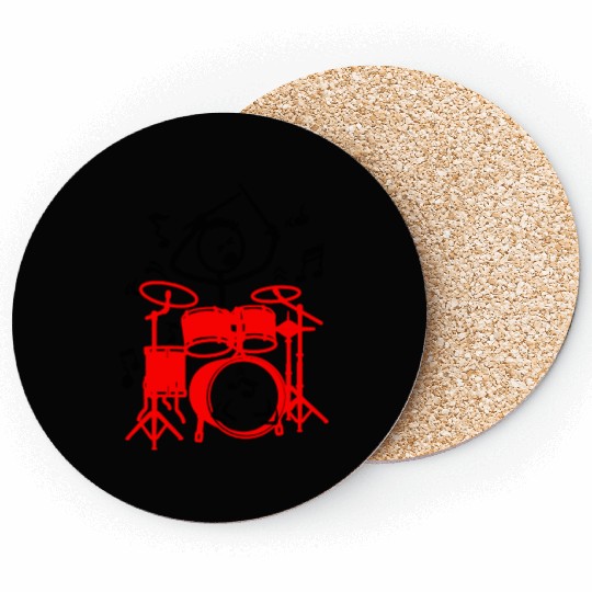 red drum set drummer Coasters