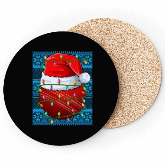 Cricket Ball Christmas Lights Coasters