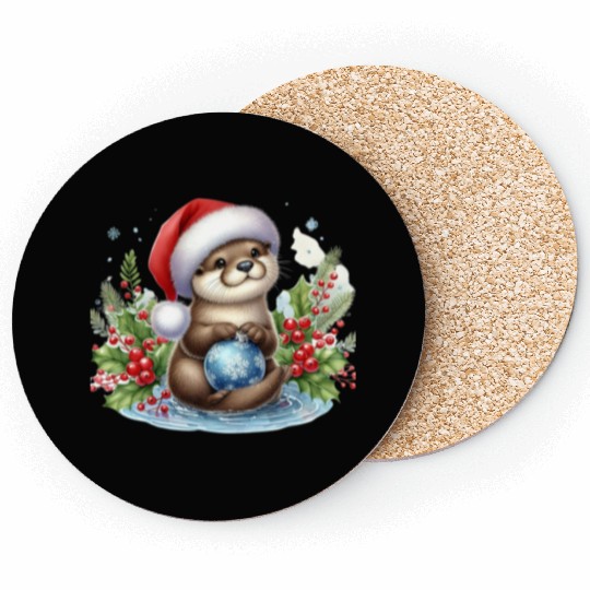 Christmas Merry Christmas For Gift Christmas Otter Coasters