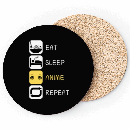 Eat Sleep Anime Repeat Japanese Culture Coasters