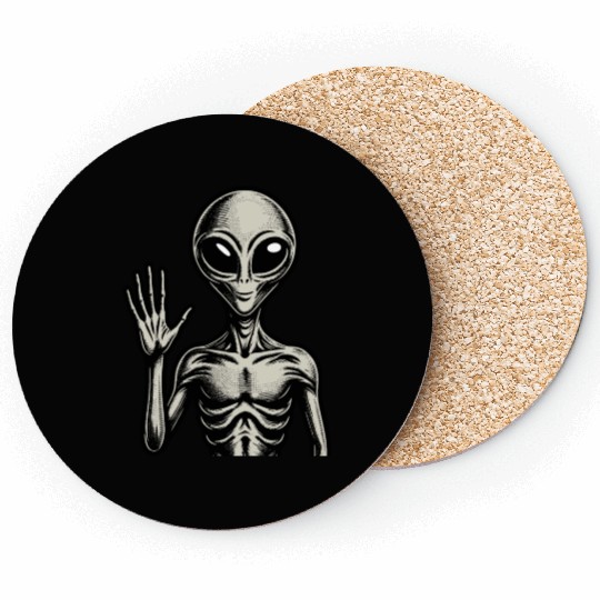 Grey Alien hello Coasters