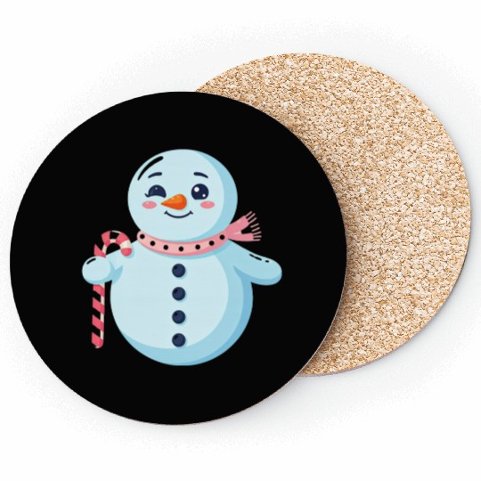 Whimsical Snowman with Candy Cane Coasters