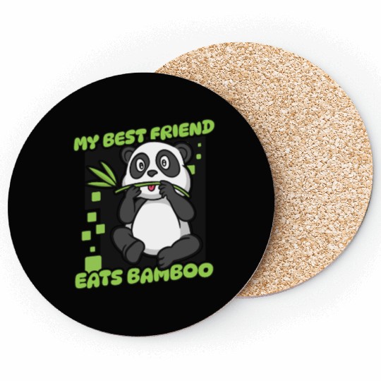 My Best Friend Eats Bamboo Panda Bear Friend Coasters