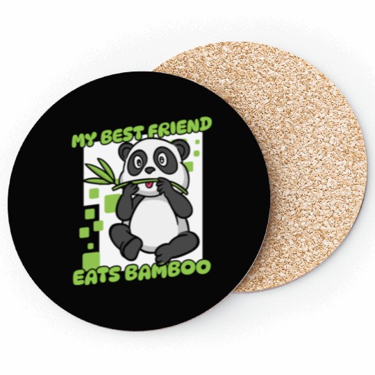 My Best Friend Eats Bamboo Panda Bear Friend Coasters