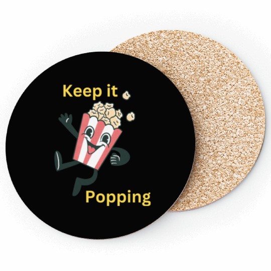 Keep it popping! Popcorn Character! Coasters