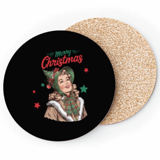 Merry Christmas Santa, Retro Christmas Coasters