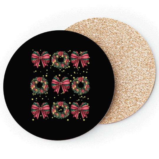 Christmas wreath, Christmas Coquette Bow Coasters